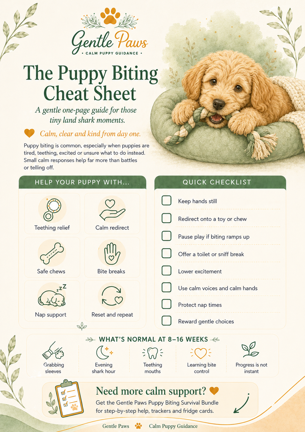 Preview of The Puppy Biting Cheat Sheet