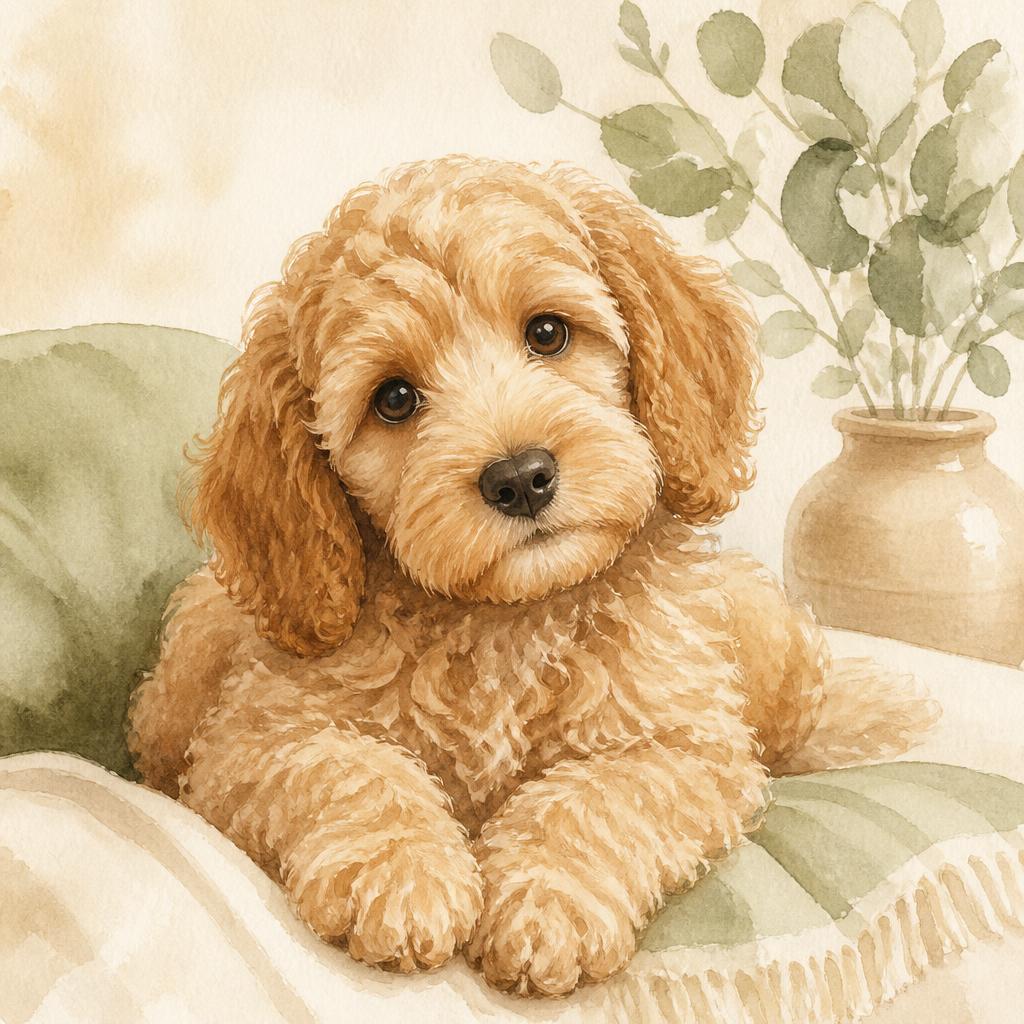 Calm cockerpoo puppy illustration